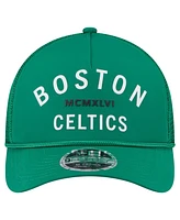 New Era Men's Kelly Green Boston Celtics Minimalist A-Frame 9FORTY Trucker Hat