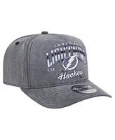 New Era Men's Charcoal Tampa Bay Lightning Throwback Washed A-Frame Pre-Curved 9FIFTY Snapback Hat
