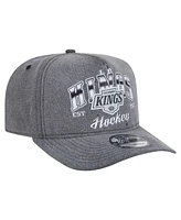 New Era Men's Charcoal Los Angeles Kings Throwback Washed A-Frame Pre-Curved 9FIFTY Snapback Hat