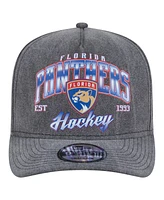 New Era Men's Charcoal Florida Panthers Throwback Washed A-Frame Pre-Curved 9FIFTY Snapback Hat
