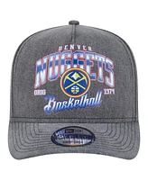 New Era Men's Charcoal Denver Nuggets Throwback Washed Pre-Curved 9FIFTY Snapback Hat