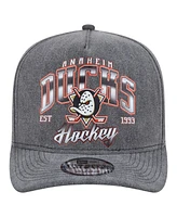 New Era Men's Charcoal Anaheim Ducks Throwback Washed A-Frame Pre-Curved 9FIFTY Snapback Hat