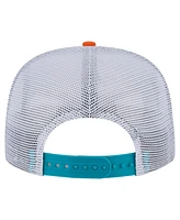 New Era Men's Orange/Aqua Miami Dolphins Throwback Dye Golfer Snapback Hat