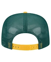 New Era Men's White/Gold Athletics Retro Script Trucker 9FIFTY Snapback Hat