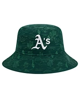 New Era Men's Dark Green Athletics 2025 Spring Training All Over Print Bucket Hat