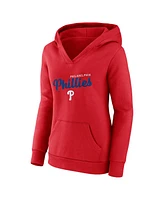 Logo Athletic Women's Red Philadelphia Phillies Triumphant V-Neck Pullover Hoodie