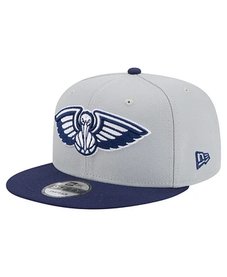 New Era Men's Gray/Navy New Orleans Pelicans Color Pack 2-Tone 9FIFTY Snapback Hat