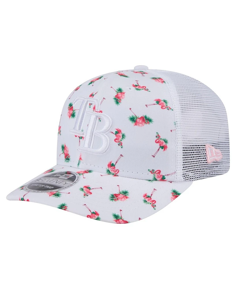 New Era Men's White Tampa Bay Rays Flamingo Mesh Back 9SEVENTY Stretch-Snap Hat