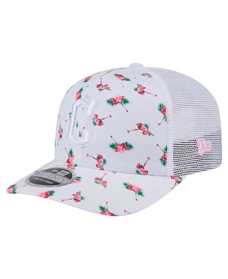 New Era Men's White Cleveland Guardians Flamingo Mesh Back 9SEVENTY Stretch-Snap Hat