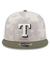 New Era Men's Light Beige/Olive Texas Rangers 2025 Armed Forces Day Split Panel 9FIFTY Snapback Hat