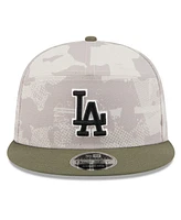 New Era Men's Light Beige/Olive Los Angeles Dodgers 2025 Armed Forces Day Split Panel 9FIFTY Snapback Hat
