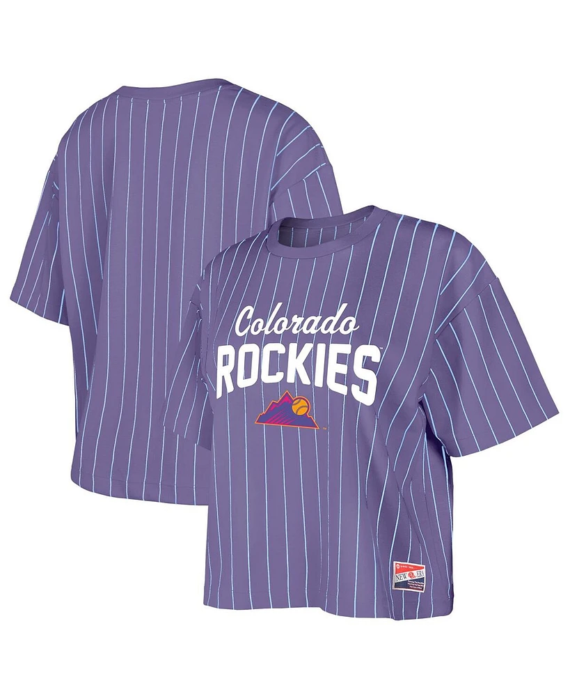 New Era Women's Purple Colorado Rockies 2025 City Connect Boxy Pinstripe T-Shirt