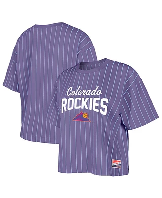 New Era Women's Purple Colorado Rockies 2025 City Connect Boxy Pinstripe T-Shirt