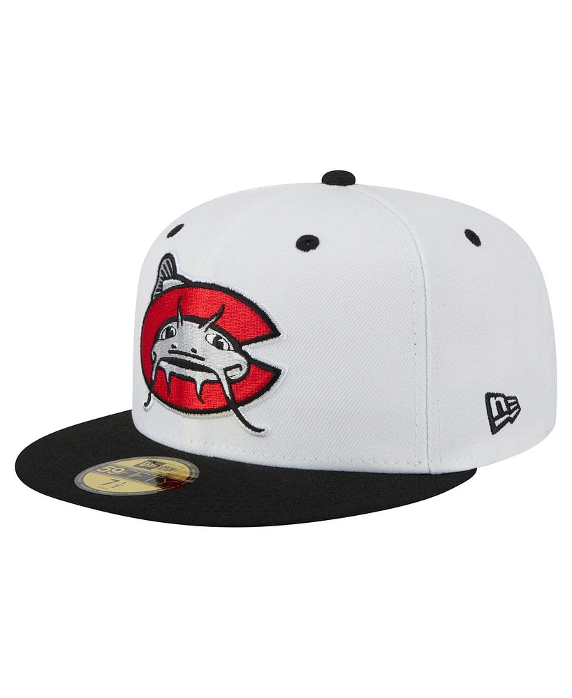 New Era Men's White/Black Carolina Mudcats Authentic Collection 59FIFTY Fitted Hat