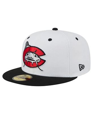 New Era Men's White/Black Carolina Mudcats Authentic Collection 59FIFTY Fitted Hat