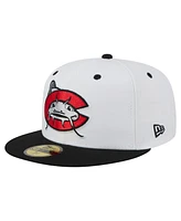 New Era Men's White/Black Carolina Mudcats Authentic Collection 59FIFTY Fitted Hat