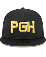 New Era Men's Black Pittsburgh Pirates City Connect Batting Practice 59FIFTY Fitted Hat
