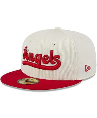 New Era Men's Cream/Red Los Angeles Angels City Connect Batting Practice 59FIFTY Fitted Hat