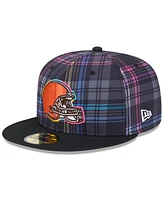 New Era Men's Black Cleveland Browns 2024 Nfl Crucial Catch Plaid 59FIFTY Fitted Hat
