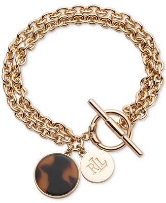 Lauren Ralph Lauren Gold-Tone Tortoise Logo Flex Bracelet