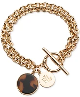 Lauren Ralph Lauren Gold-Tone Tortoise Logo Flex Bracelet