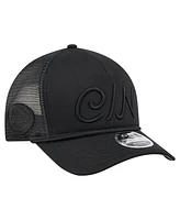 New Era Men's Black Cincinnati Reds City Initial 9FORTY A-Frame M-Crown Adjustable Trucker Hat