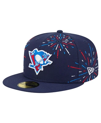 New Era Men's Navy Pittsburgh Penguins Americana Fireworks 59FIFTY Fitted Hat