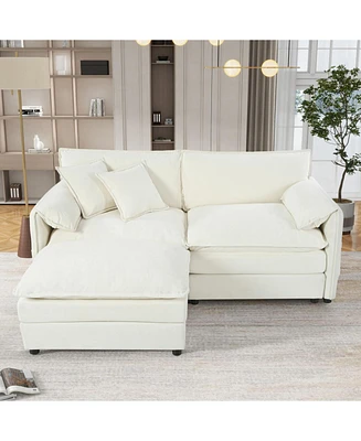 Deep Seat Chenille Sectional Sofa with Ottoman