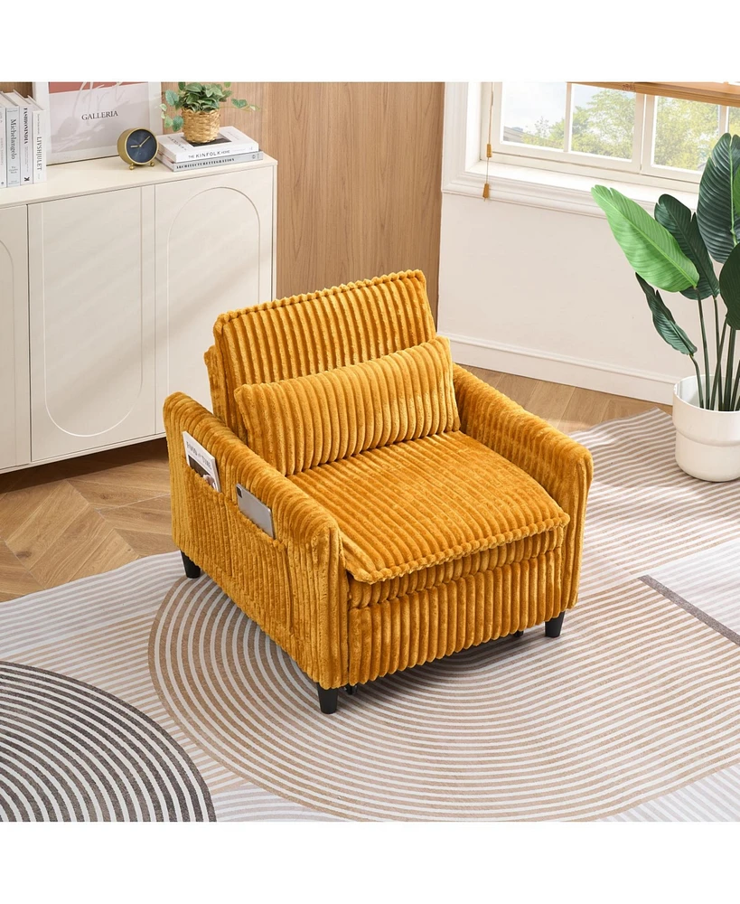 Yellow comfortable chair for Small apartment Bedroom space Balcony Small sofa bed Lazy Small sofa with a pillo