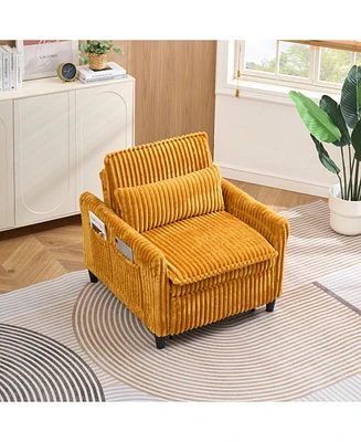 Yellow comfortable chair for Small apartment Bedroom space Balcony Small sofa bed Lazy Small sofa with a pillo