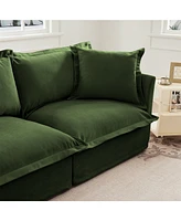 Modern 2-Seat Sofa, Chenille with Deep Seat & Detachable Cover, Green