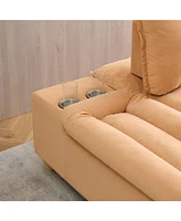 Pumpkin Velvet Sofa with Storage & Cupholders (44.29 inches)