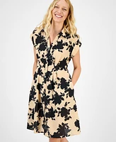 julia jordan Women's Spread-Collar Button-Front Dress