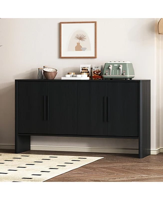 4-Door Large Storage Retro Sideboard with Adjustable Shelves and Long Handles for Kitchen