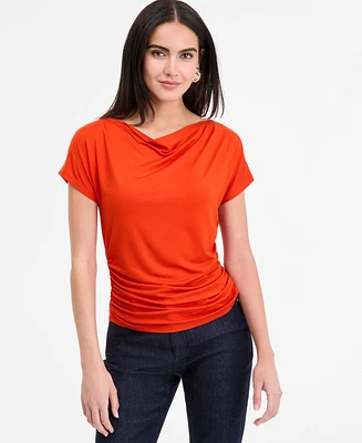 I.n.c. International Concepts Women's Ruched Cowlneck Top, Exclusively at Macy's