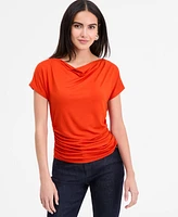 I.n.c. International Concepts Women's Ruched Cowlneck Top, Exclusively at Macy's