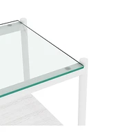 Coffee Table and End tables Set of 3, Tempered Glass Table with Mdf layer, Modern Tables for Living Room, Transparent Glass