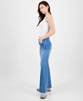 Dollhouse Juniors' Button-Pocket Flare Jeans