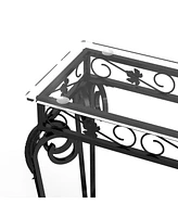 Stylish Glass & Metal Console Table with Storage