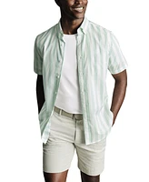 Charles Tyrwhitt Men's Slim Fit Short Sleeve Wrinkle-Resistant Striped Button-Down Shirt