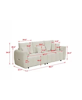 Premium 80.7" Teddy Fabric Sofa with Cushions and Pillows