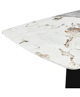 Rectangular Marble Dining Table (63"), Modern Faux Marble Kitchen Table