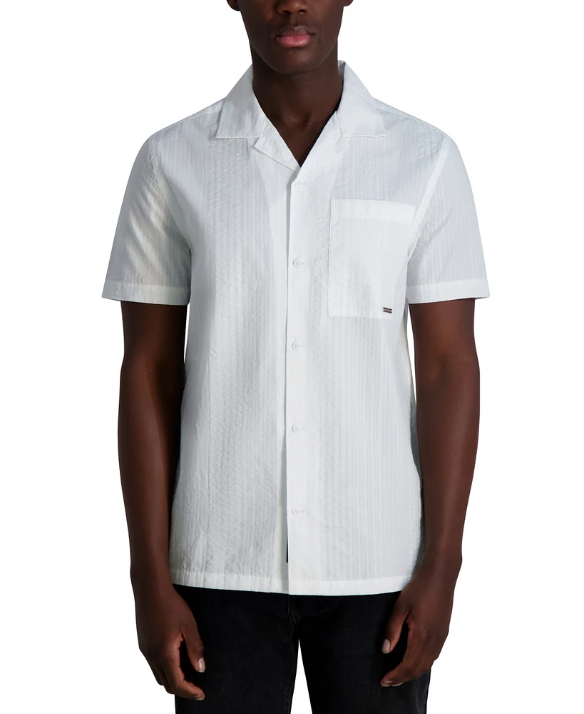 Karl Lagerfeld Paris Men's Short Sleeve All Over Printed Woven Shirt