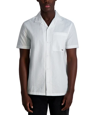 Karl Lagerfeld Paris Men's Short Sleeve All Over Printed Woven Shirt