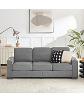 83.86"Snowfleece Fabric sofa,Modern Compressed Couch,3-Seater Sofa, Furniture for Living Room,Bedroom,office, Gray