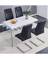 Elegant White Mdf Coffee Table and 4 Pu Chairs