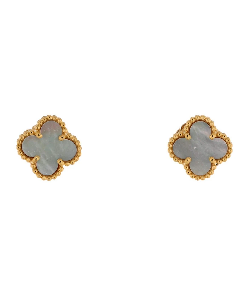 Pre-Owned Van Cleef & Arpels Sweet Alhambra Stud Earrings 18K Gold and Mother of Pearl