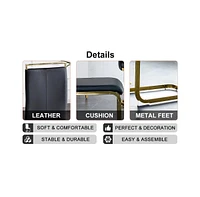 71" Glass Dining Set with 8 Black Pu Chairs & Gold Metal Legs