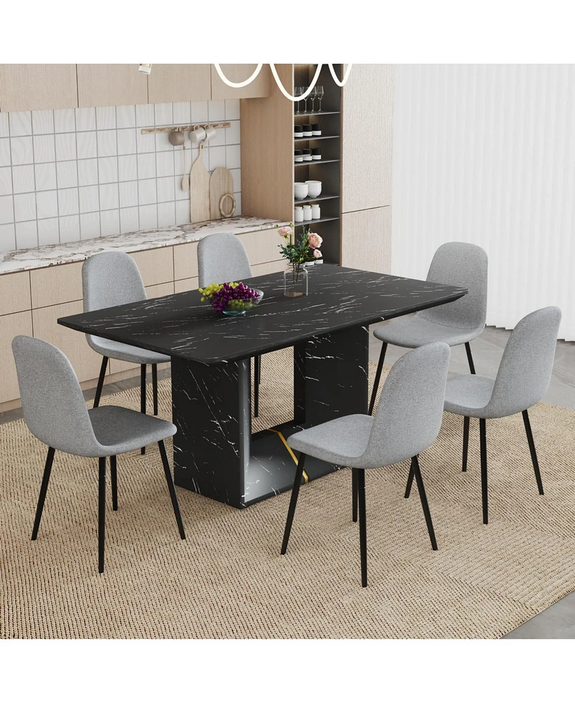 Black Marble Dining Set