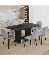 Black Marble Dining Set
